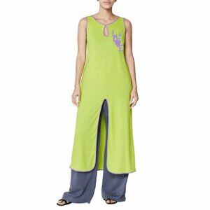 Vtg Anna Sui semi sheer love embroidered tank maxi dress